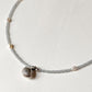 Aquamarine, Fresh Water Pearl & Silver Shell Charm 925 Sterling Silver Choker Necklace