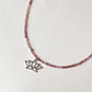 Pink Tourmaline Natural Crystal With Lotus Charm 925 Sterling Silver Choker Necklace