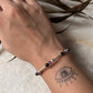 Black Onyx and Amethyst 4mm Crystals with Silver Beads Bracelet 
