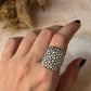 Handcrafted Sterling Silver Floral Rectangle Signet Ring  