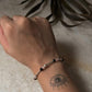 Dainty Black Onyx and Rose Quartz 4mm Beaded Silver Bracelet  