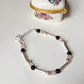925 Sterling Silver Bracelet with Black Onyx and Rose Quartz Beads  