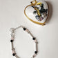 Healing Crystal Bracelet with Rose Quartz, Onyx, and Silver Beads