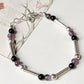 Stylish Black Onyx and Amethyst Gemstone Silver Bracelet