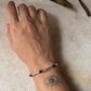 Black Onyx Amethyst Beaded Bracelet with Silver Accents  