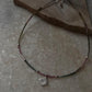 Tribal design 925 sterling silver choker with multi tourmaline stones