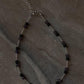 Black Onyx and Amethyst Beaded Anklet with Sterling Silver Accents