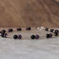 Dainty 925 Silver Anklet with Black Onyx and Amethyst Stones  