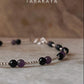 Elegant Black Onyx and Amethyst Gemstone Silver Anklet