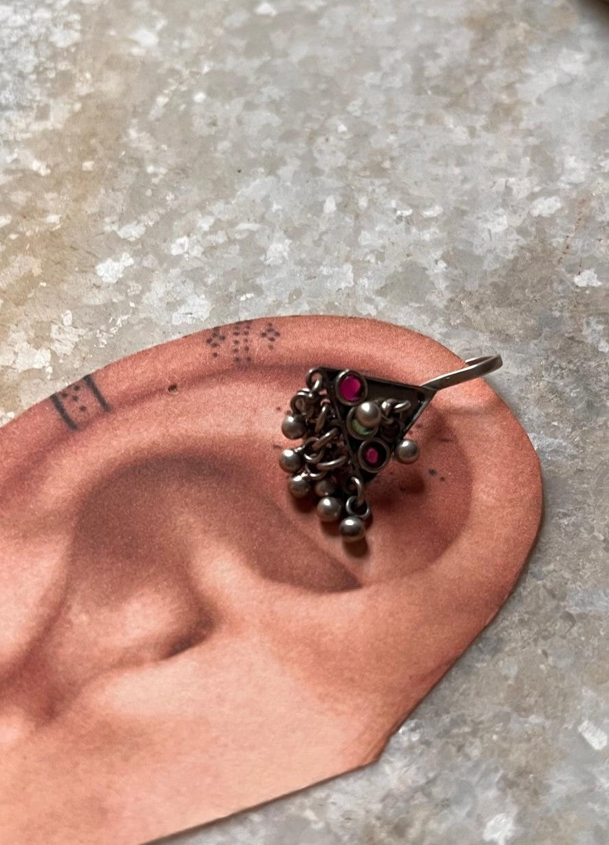 Antique Finish Sterling Silver Ghungroo Bugadi Ear Cuffs for Women
