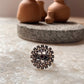 Handcrafted Mandala Flower Kundan Silver Ring Antique Finish  