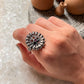 Bohemian Antique Mandala Kundan 925 Silver Jewelry Ring  