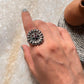 Unique Antique Style Kundan Mandala Flower Silver Ring