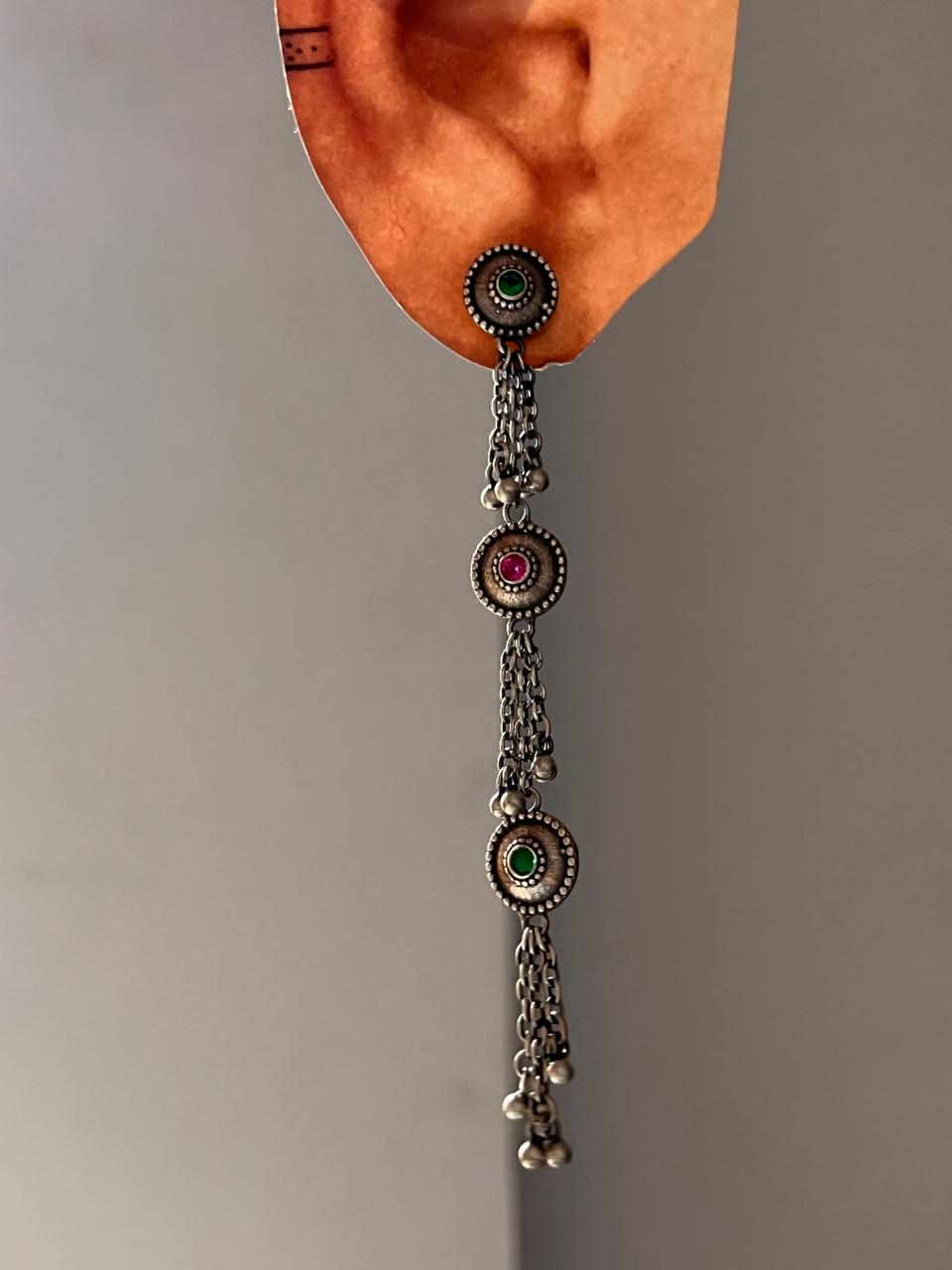 Antique Banjara Ghungroo Boho Statement 925 Sterling Silver Earrings