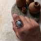 Larimar Oval Boho Statement 925 Sterling Silver Ring
