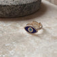Evil eye Cz enamelled 925 Sterling Silver Adjustable Ring