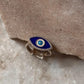 Evil eye Cz enamelled 925 Sterling Silver Adjustable Ring