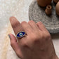Evil eye Cz enamelled 925 Sterling Silver Adjustable Ring
