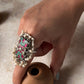 Antique Turquoise Meenakari Kundan Fresh Water Pearls Handcrafted Silver 925 Sterling Adjustable Ring
