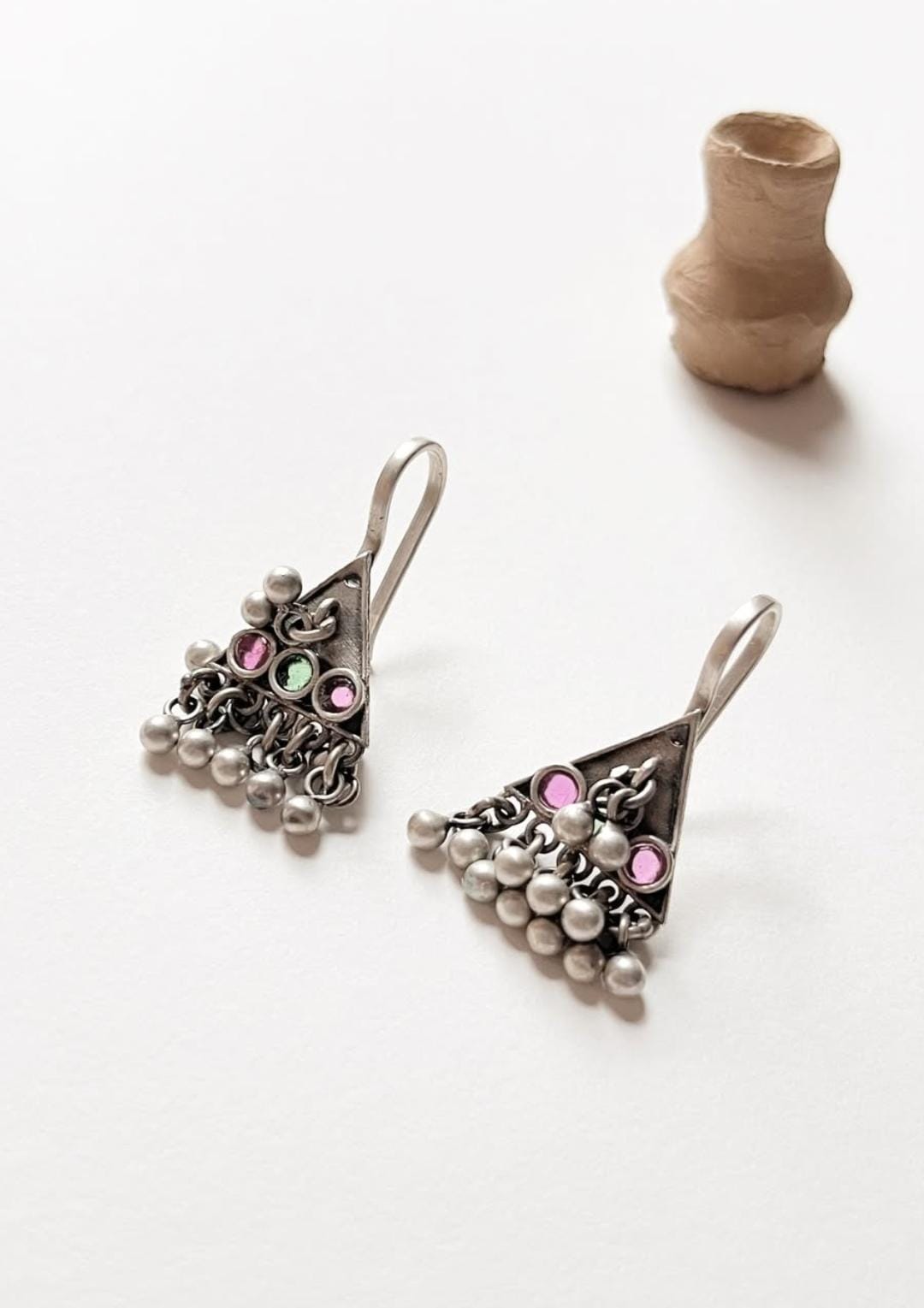 Antique Teekona Ghungroo Bugadi ear cuffs/ Silver 925 Sterling Earrings