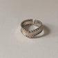 Antique Boho Double Rawa V 925 Sterling Silver Midi Finger Ring