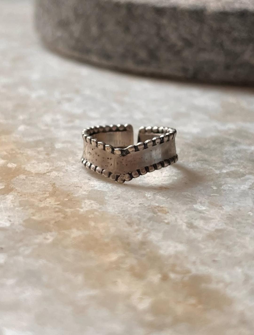 Handcrafted Double Rawa V Adjustable 925 Sterling Silver Ring  