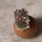 Antique Turquoise Meenakari Kundan Fresh Water Pearls Handcrafted Silver 925 Sterling Adjustable Ring