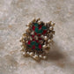 Antique Turquoise Meenakari Kundan Fresh Water Pearls Handcrafted Silver 925 Sterling Adjustable Ring
