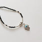 Black Spinel, Silver Ball, Hamsa Evil Eye Charm Nazariya 925 Sterling Silver Bracelet