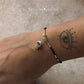 Black Spinel, Silver Ball, Hamsa Evil Eye Charm Nazariya 925 Sterling Silver Bracelet