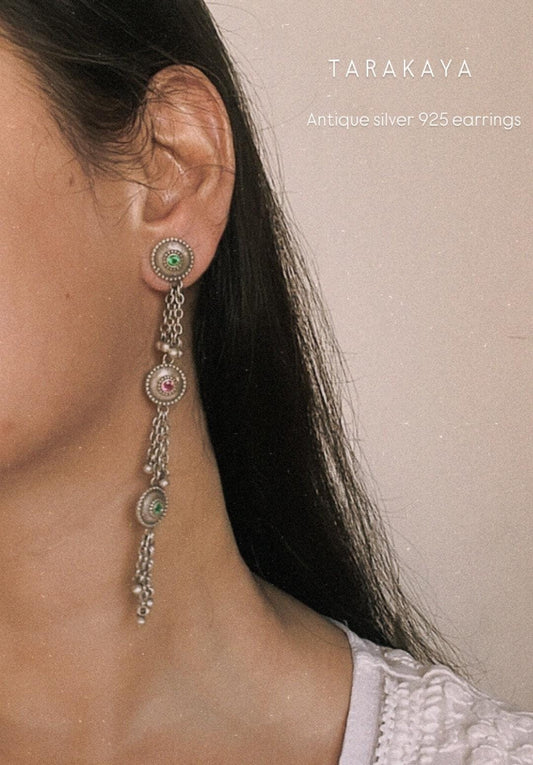 Antique Banjara Ghungroo Boho Statement 925 Sterling Silver Earrings