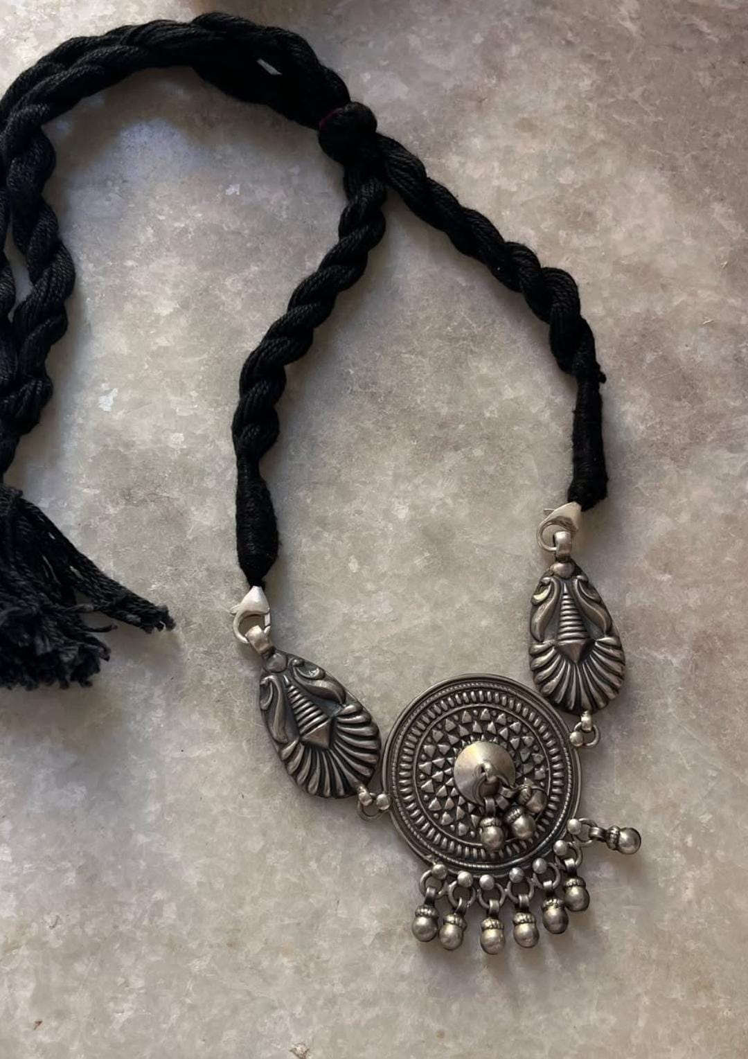 Antique Mandala Ghungroo Choker 925 Sterling Silver Necklace