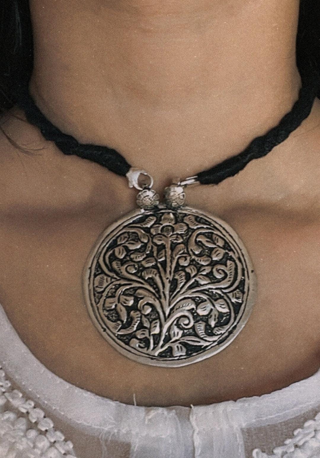 Gulbahar Chitai Antique Handcrafted Choker 925 Sterling Silver Necklace