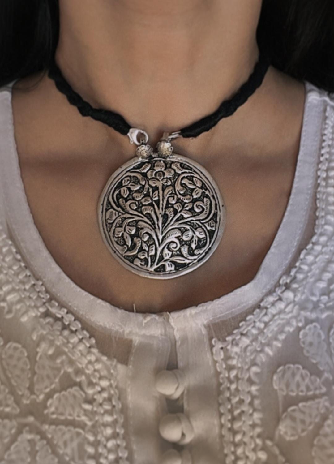 Gulbahar Chitai Antique Handcrafted Choker 925 Sterling Silver Necklace