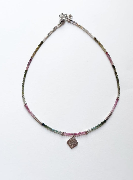 natural multi tourmaline gemstone tribal 925 sterling silver choker