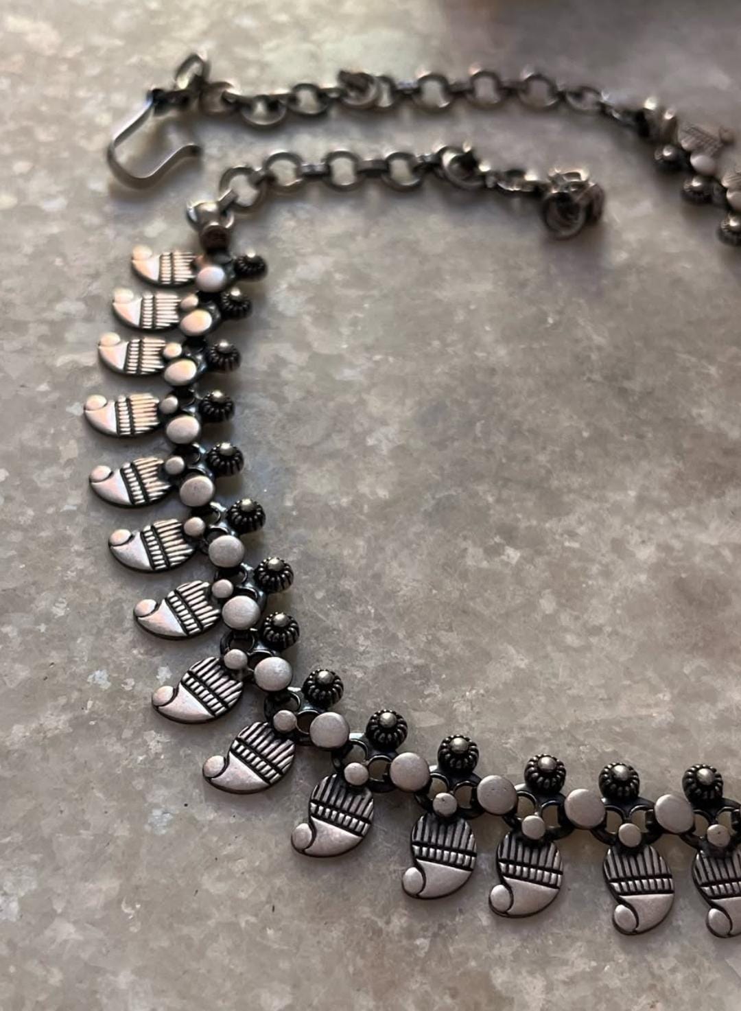 Tribal Mango Leaf Motif Boho 925 Sterling Silver Necklace