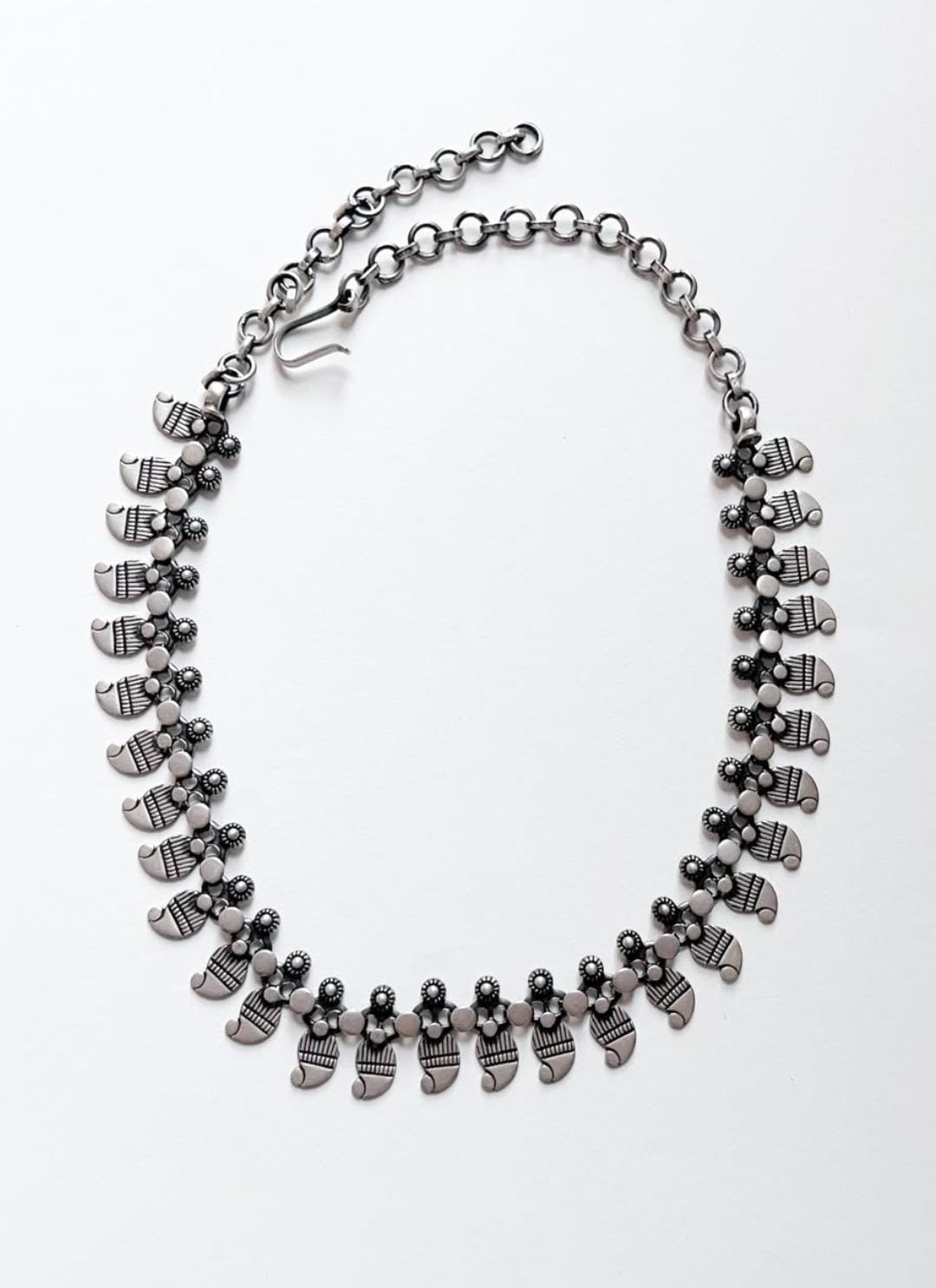 Tribal Mango Leaf Motif Boho 925 Sterling Silver Necklace