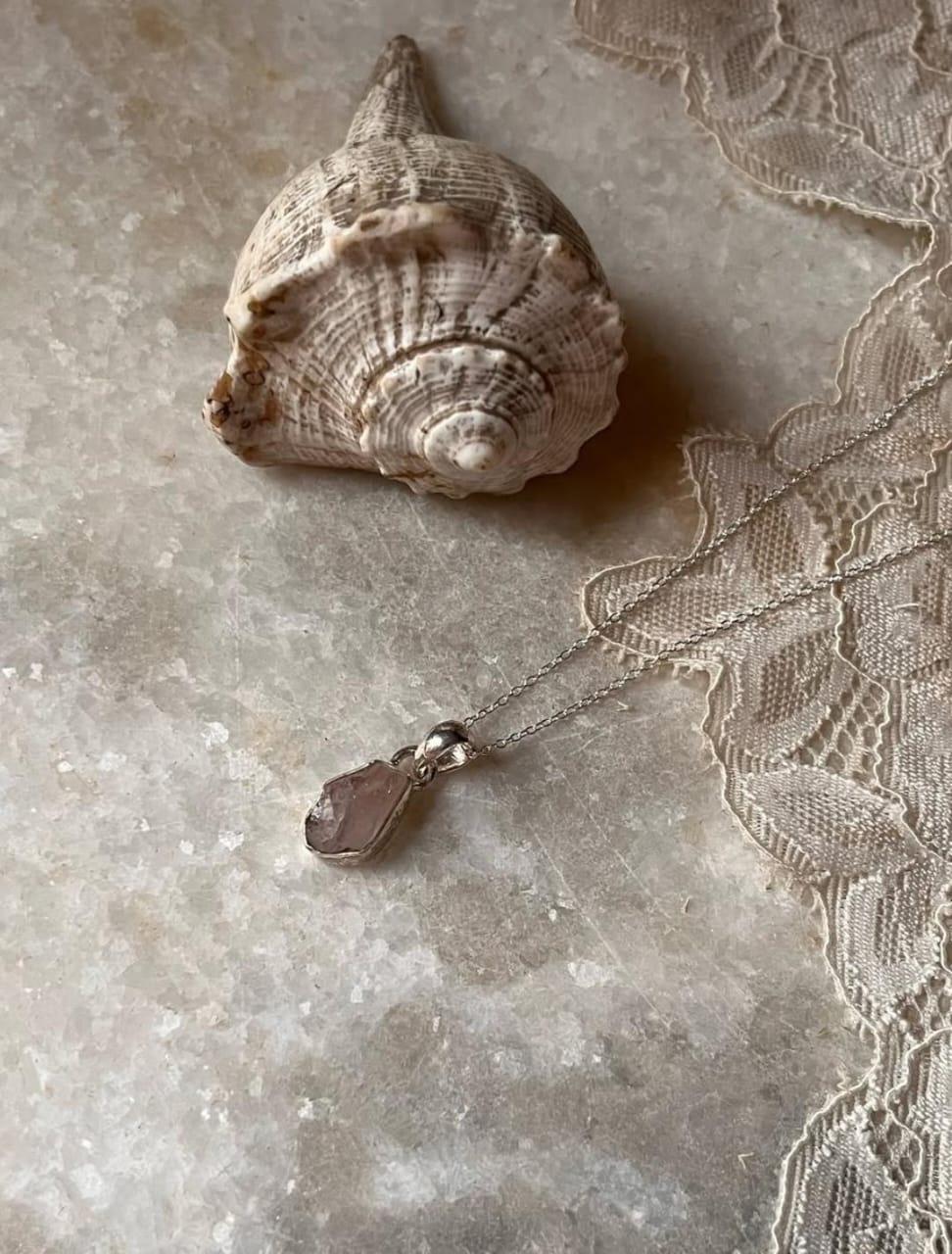 Rose Quartz Raw Uncut 925 Sterling Silver Pendant