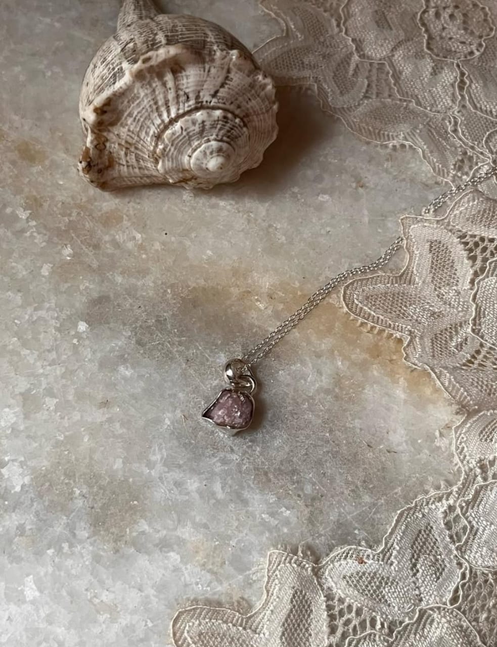 Rose Quartz Raw Uncut 925 Sterling Silver Pendant