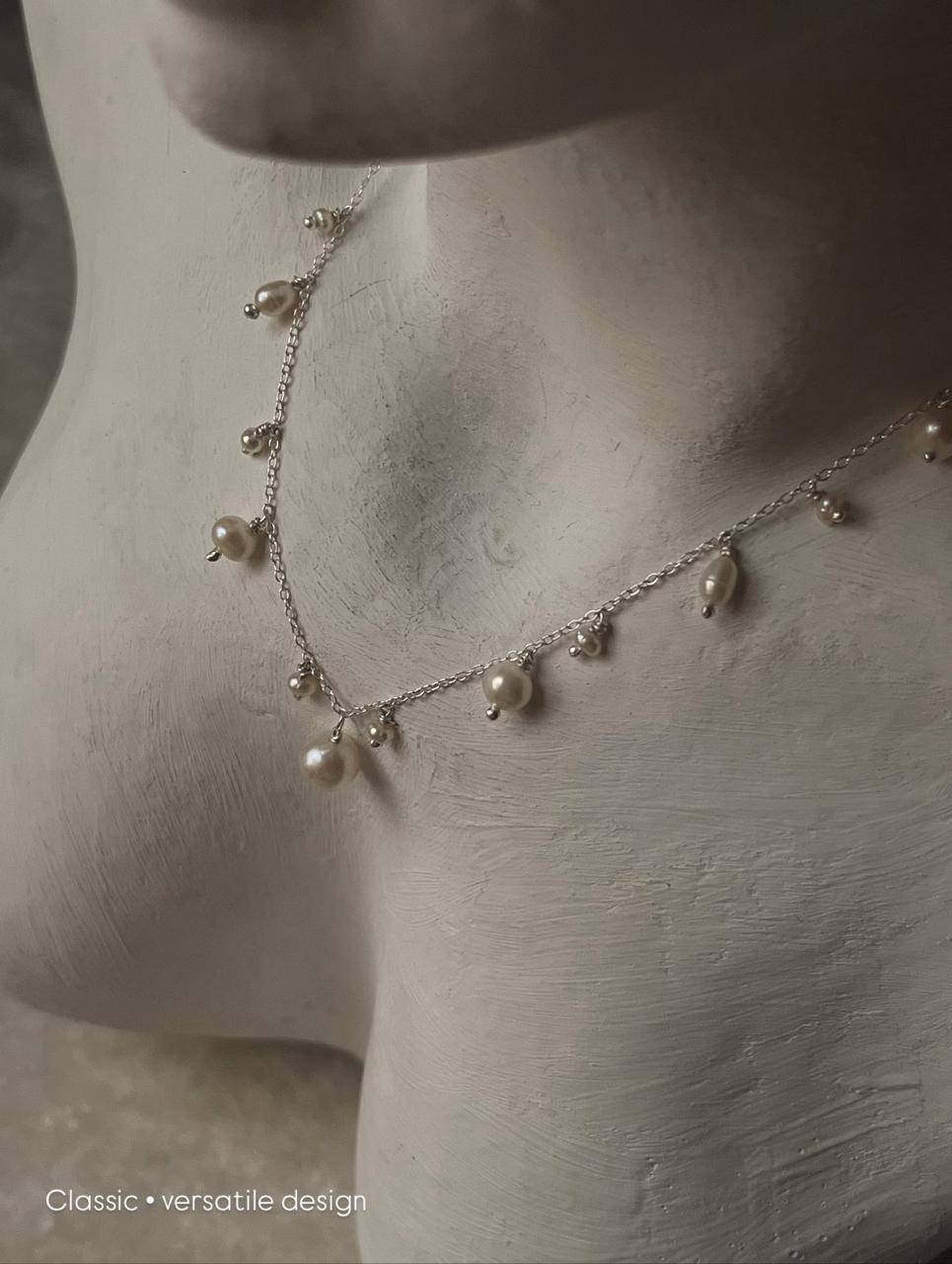 Fresh Water Pearls Cable Chain Choker Handcrafted 925 Sterling Silver Necklace