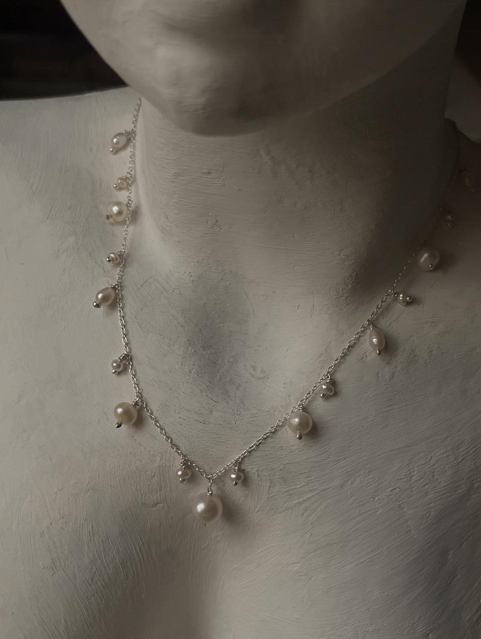 Fresh Water Pearls Cable Chain Choker Handcrafted 925 Sterling Silver Necklace