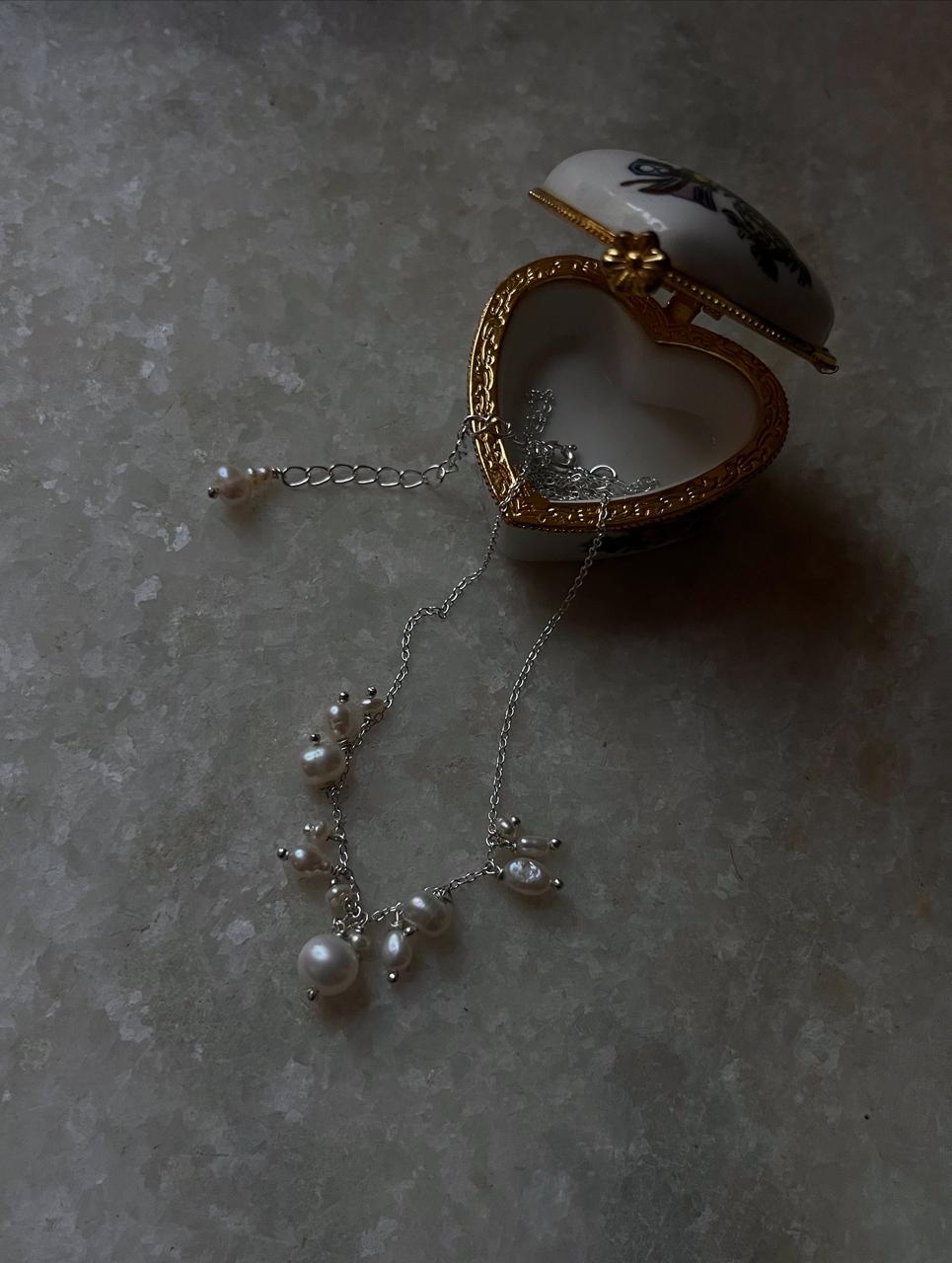 Fresh Water Pearls Cable Chain Handcrafted 925 Sterling Silver Necklace
