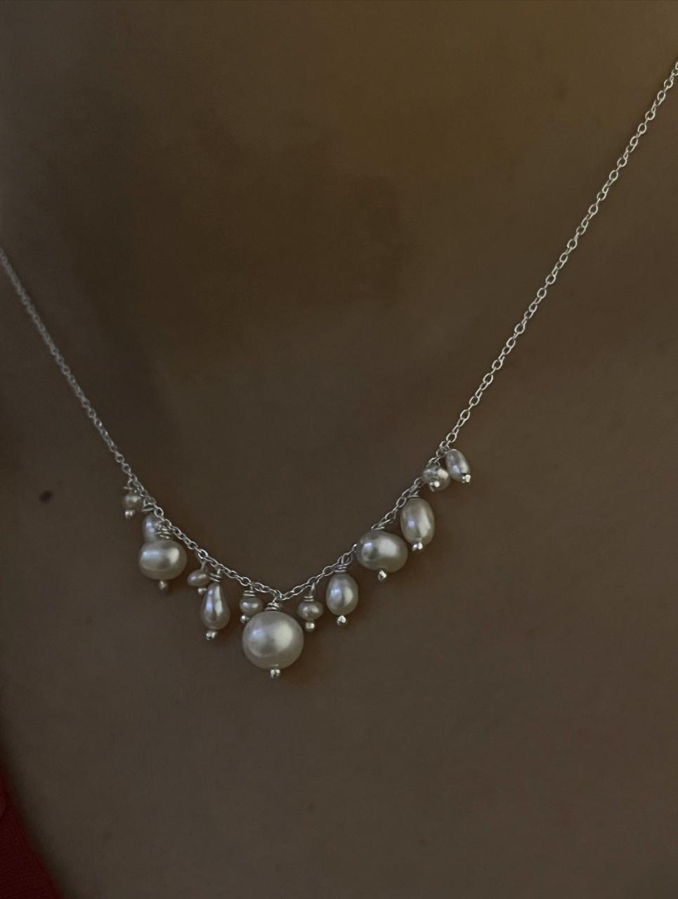 Fresh Water Pearls Cable Chain Handcrafted 925 Sterling Silver Necklace