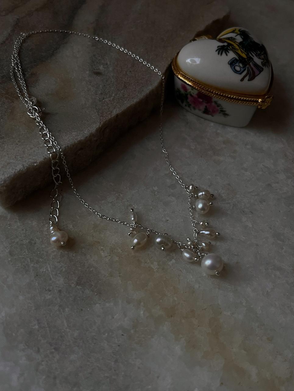 Fresh Water Pearls Cable Chain Handcrafted 925 Sterling Silver Necklace