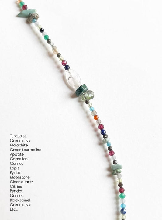 925 sterling silver multi gemstone beaded necklace  