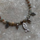 Matsya / Fish Amazonite & Hessonite Boho Choker Handcrafted Sterling Silver 925 Necklace