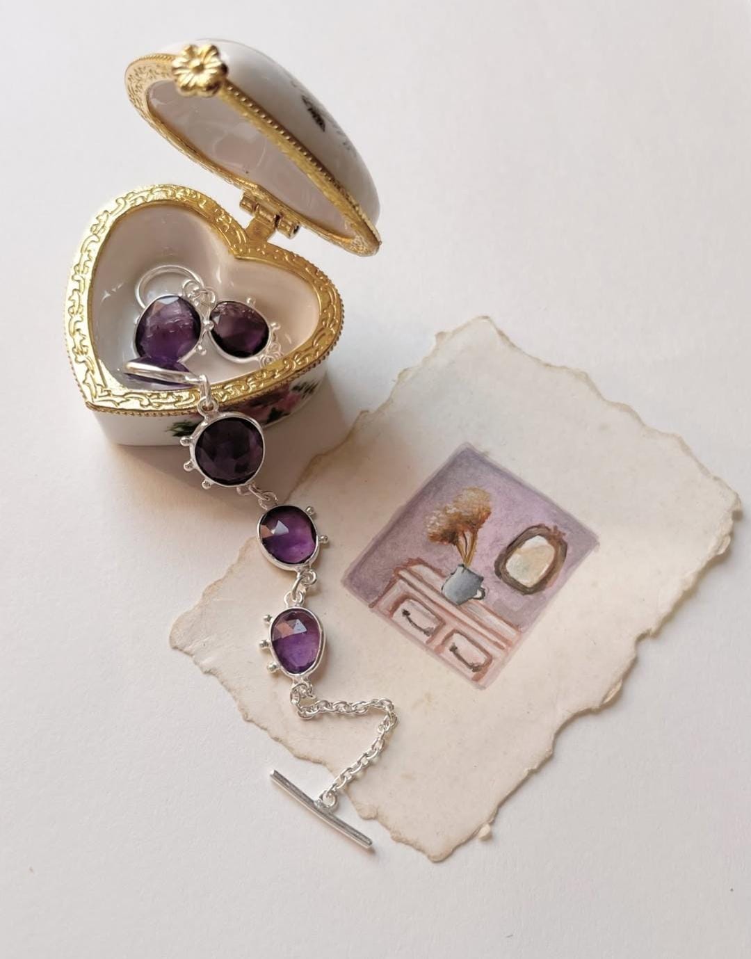 Amethyst Boho Rawa 925 Sterling Silver Bracelet