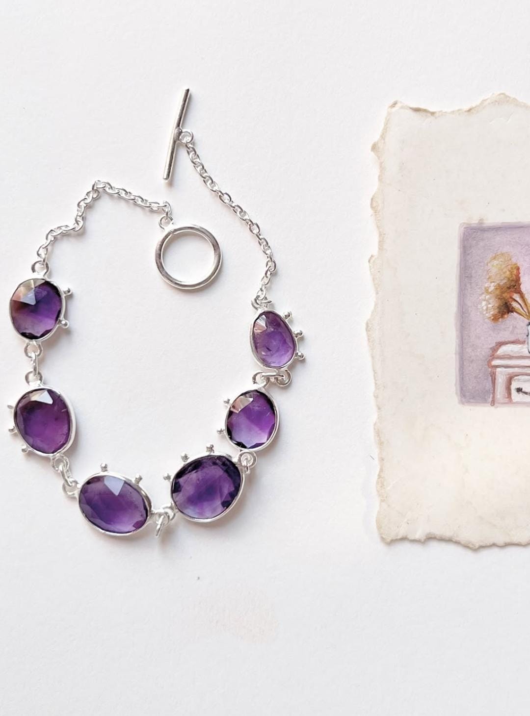 Amethyst Boho Rawa 925 Sterling Silver Bracelet
