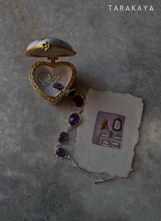 925 sterling silver amethyst boho rawa bracelet