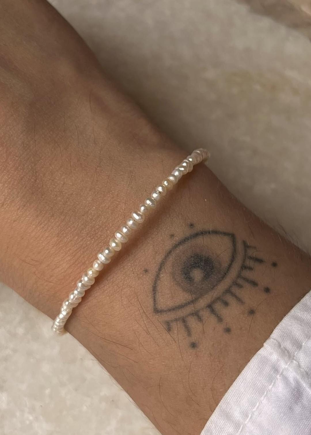 Classic Fresh water Pearls Warm Tone Round Shiny Stackable 2mm 925 Sterling Silver Lock Bracelet